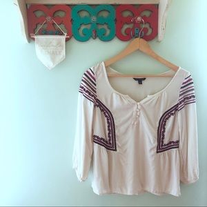 Embroidered peasant top